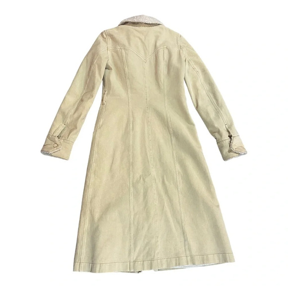 Nanushka Seeker Elongated Aviator Coat 100% Cotton Sz S Creme - Picture 6 of 8